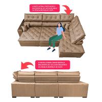 Sofa de Canto Retrátil e Reclinável com Molas Cama inBox Platinum 3,40x2,36 Tecido Suede Castor - 3