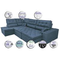 Sofa de Canto Retrátil e Reclinável com Molas Cama inBox Platinum Esquerdo 3,00x2,36 Suede Azul