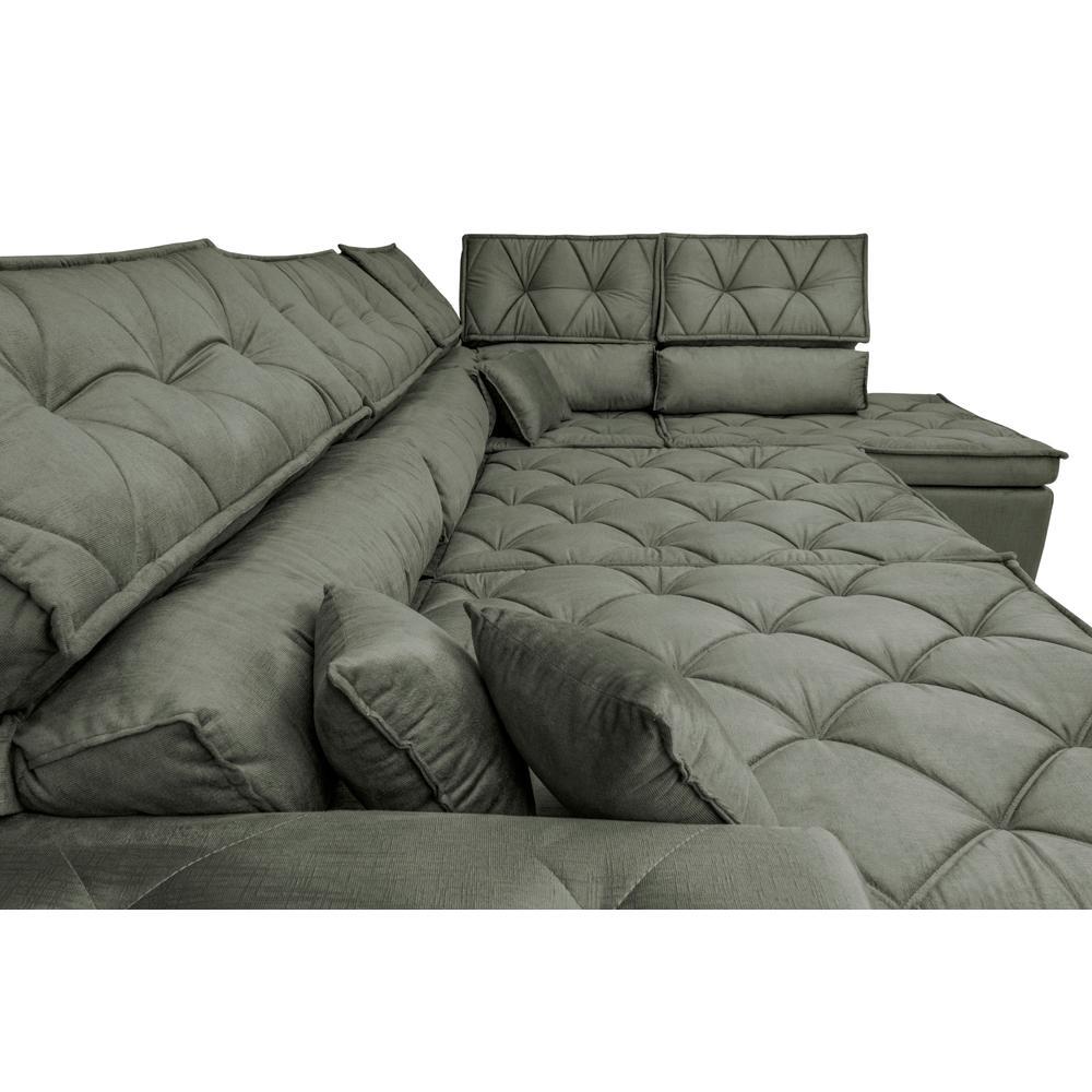 Sofa de Canto Retrátil e Reclinável com Molas Cama inBox Platinum 3,40x2,36 Tecido Suede Cinza - 5
