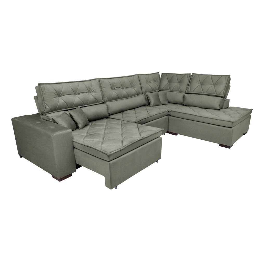 Sofa de Canto Retrátil e Reclinável com Molas Cama inBox Platinum 3,40x2,36 Tecido Suede Cinza - 7
