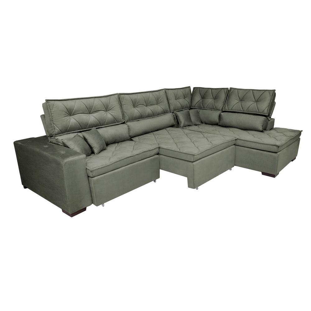 Sofa de Canto Retrátil e Reclinável com Molas Cama inBox Platinum 3,40x2,36 Tecido Suede Cinza - 8