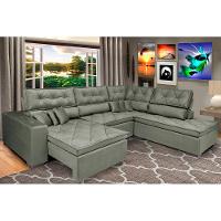 Sofa de Canto Retrátil e Reclinável com Molas Cama inBox Platinum 3,40x2,36 Tecido Suede Cinza - 1