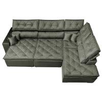 Sofa de Canto Retrátil e Reclinável com Molas Cama inBox Platinum 3,40x2,36 Tecido Suede Cinza - 6