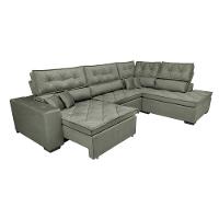 Sofa de Canto Retrátil e Reclinável com Molas Cama inBox Platinum 3,40x2,36 Tecido Suede Cinza - 7