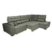 Sofa de Canto Retrátil e Reclinável com Molas Cama inBox Platinum 3,40x2,36 Tecido Suede Cinza - 8