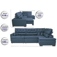 Sofa de Canto Retrátil e Reclinável com Molas Cama inBox Platinum 3,40x2,36 Tecido Suede Azul - 2