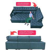 Sofa de Canto Retrátil e Reclinável com Molas Cama inBox Platinum 3,40x2,36 Tecido Suede Azul - 3