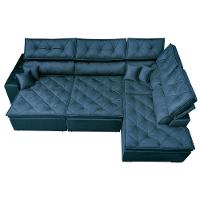 Sofa de Canto Retrátil e Reclinável com Molas Cama inBox Platinum 3,40x2,36 Tecido Suede Azul - 6