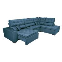 Sofa de Canto Retrátil e Reclinável com Molas Cama inBox Platinum 3,40x2,36 Tecido Suede Azul - 7