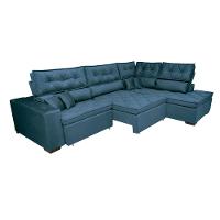 Sofa de Canto Retrátil e Reclinável com Molas Cama inBox Platinum 3,40x2,36 Tecido Suede Azul - 8