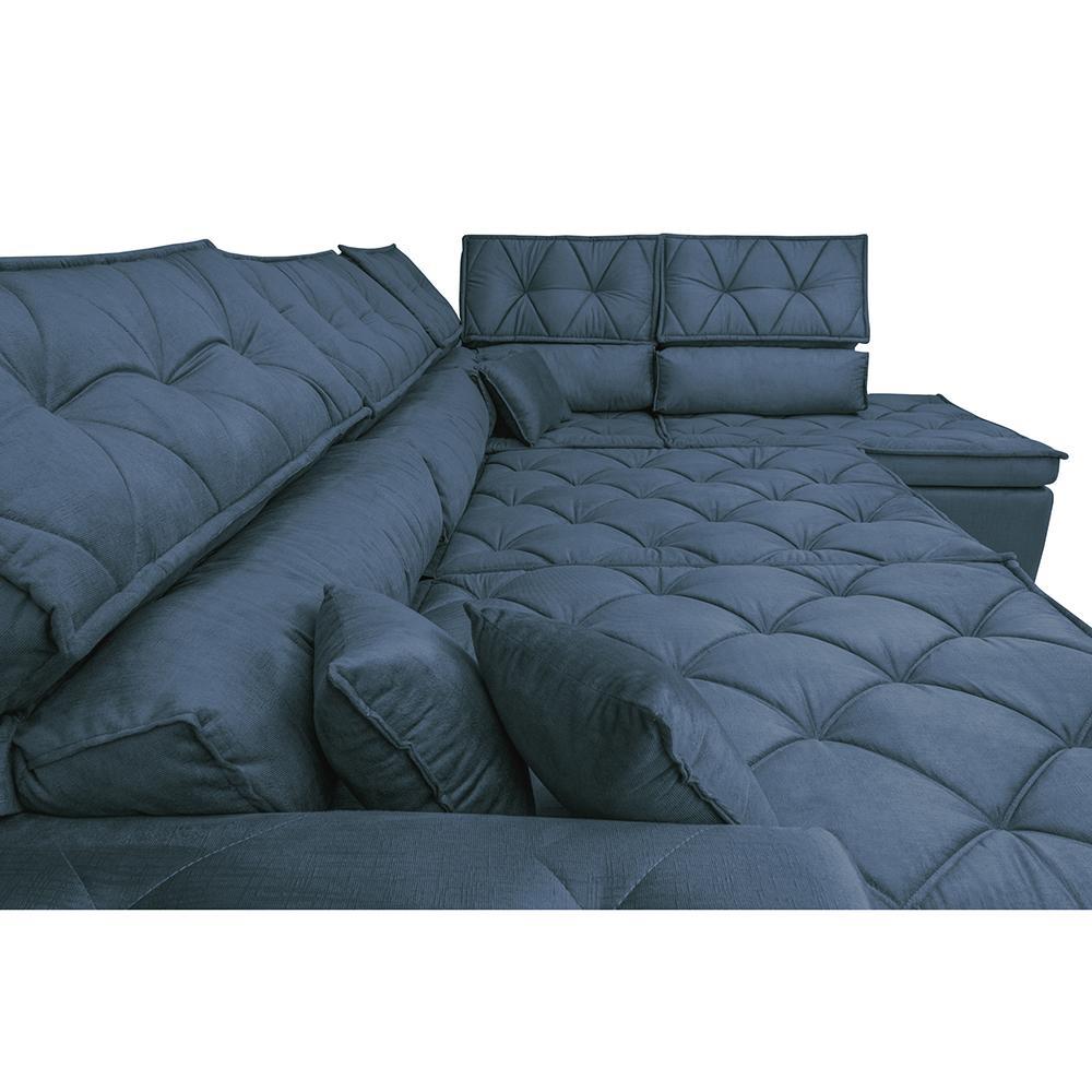 Sofa de Canto Retrátil e Reclinável com Molas Cama inBox Platinum 3,00x2,36 Tecido Suede Azul - 5