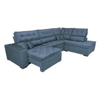 Sofa de Canto Retrátil e Reclinável com Molas Cama inBox Platinum 3,00x2,36 Tecido Suede Azul - 6