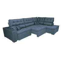 Sofa de Canto Retrátil e Reclinável com Molas Cama inBox Platinum 3,00x2,36 Tecido Suede Azul - 7