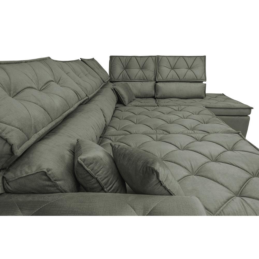 Sofa de Canto Retrátil e Reclinável com Molas Cama inBox Platinum 3,00x2,36 Tecido Suede Cinza - 5