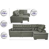 Sofa de Canto Retrátil e Reclinável com Molas Cama inBox Platinum 3,00x2,36 Tecido Suede Cinza - 2