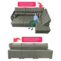 Sofa de Canto Retrátil e Reclinável com Molas Cama inBox Platinum 3,00x2,36 Tecido Suede Cinza - 3