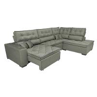 Sofa de Canto Retrátil e Reclinável com Molas Cama inBox Platinum 3,00x2,36 Tecido Suede Cinza - 7