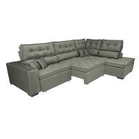 Sofa de Canto Retrátil e Reclinável com Molas Cama inBox Platinum 3,00x2,36 Tecido Suede Cinza - 8