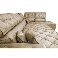 Sofa de Canto Retrátil e Reclinável com Molas Cama inBox Platinum 3,40x2,36 Tecido Suede Bege - 5