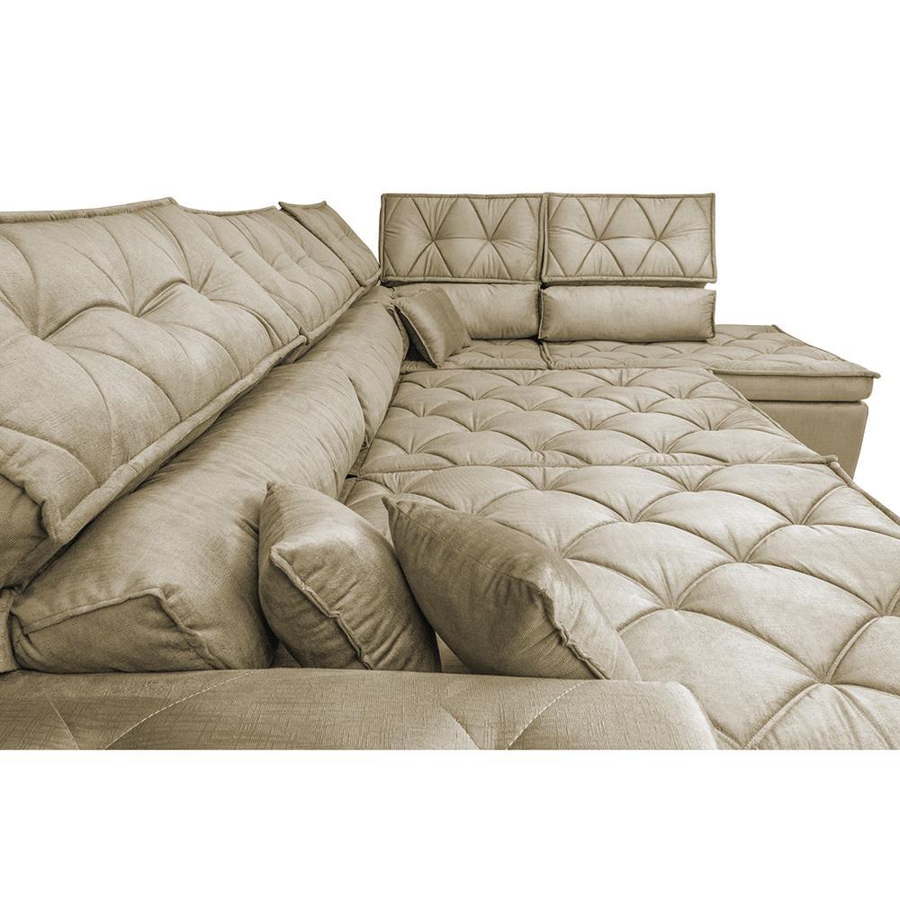 Sofa de Canto Retrátil e Reclinável com Molas Cama inBox Platinum 3,00x2,36 Tecido Suede Bege - 5