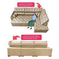 Sofa de Canto Retrátil e Reclinável com Molas Cama inBox Platinum 3,00x2,36 Tecido Suede Bege - 3