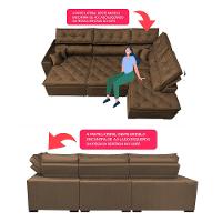 Sofa de Canto Retrátil e Reclinável com Molas Cama inBox Platinum 3,00x2,36 Tecido Suede Café - 3