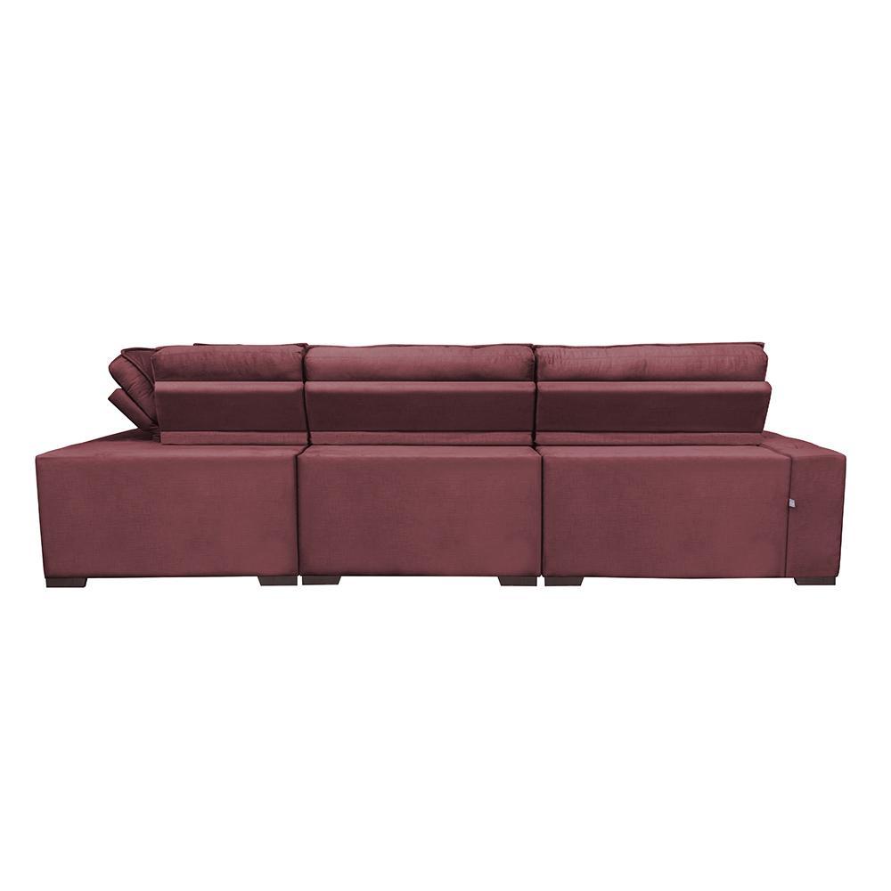 Sofa de Canto Retrátil e Reclinável com Molas Cama inBox Austin 3,45X2,44 ou 2,44X3,45 Suede Velusoft Vinho - 6