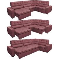 Sofa de Canto Retrátil e Reclinável com Molas Cama inBox Austin 3,45X2,44 ou 2,44X3,45 Suede Velusoft Vinho - 8