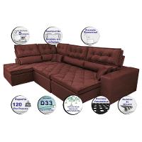 Sofa de Canto Retrátil e Reclinável com Molas Cama inBox Platinum Esquerdo 3,40x2,36 Suede Vinho