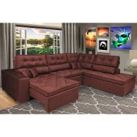 Sofa de Canto Retrátil e Reclinável com Molas Cama inBox Platinum 3,00x2,36 Tecido Suede Vinho - 1
