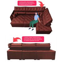 Sofa de Canto Retrátil e Reclinável com Molas Cama inBox Platinum 3,00x2,36 Tecido Suede Vinho - 3