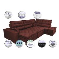 Sofa de Canto Retrátil e Reclinável com Molas Cama inBox Platinum 3,00x2,36 Tecido Suede Vinho