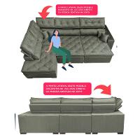 Sofa de Canto Retrátil e Reclinável com Molas Cama inBox Platinum Esquerdo 3,00x2,36 Suede Cinza - 3