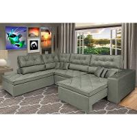 Sofa de Canto Retrátil e Reclinável com Molas Cama inBox Platinum Esquerdo 3,40x2,36 Suede Cinza - 1