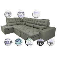 Sofa de Canto Retrátil e Reclinável com Molas Cama inBox Platinum Esquerdo 3,40x2,36 Suede Cinza