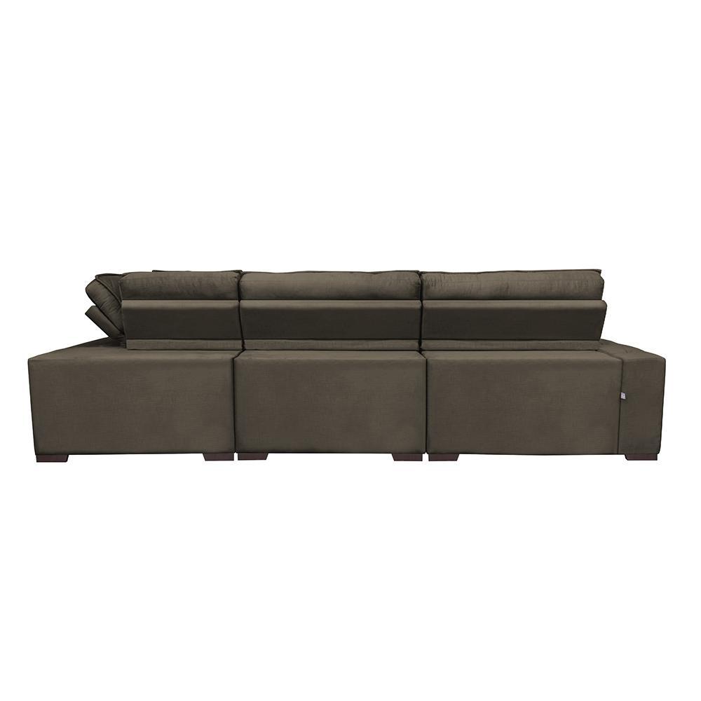 Sofa de Canto Retrátil e Reclinável com Molas Cama inBox Austin 3,65X2,54 ou 2,54X3,65 Suede Velusoft Café - 6