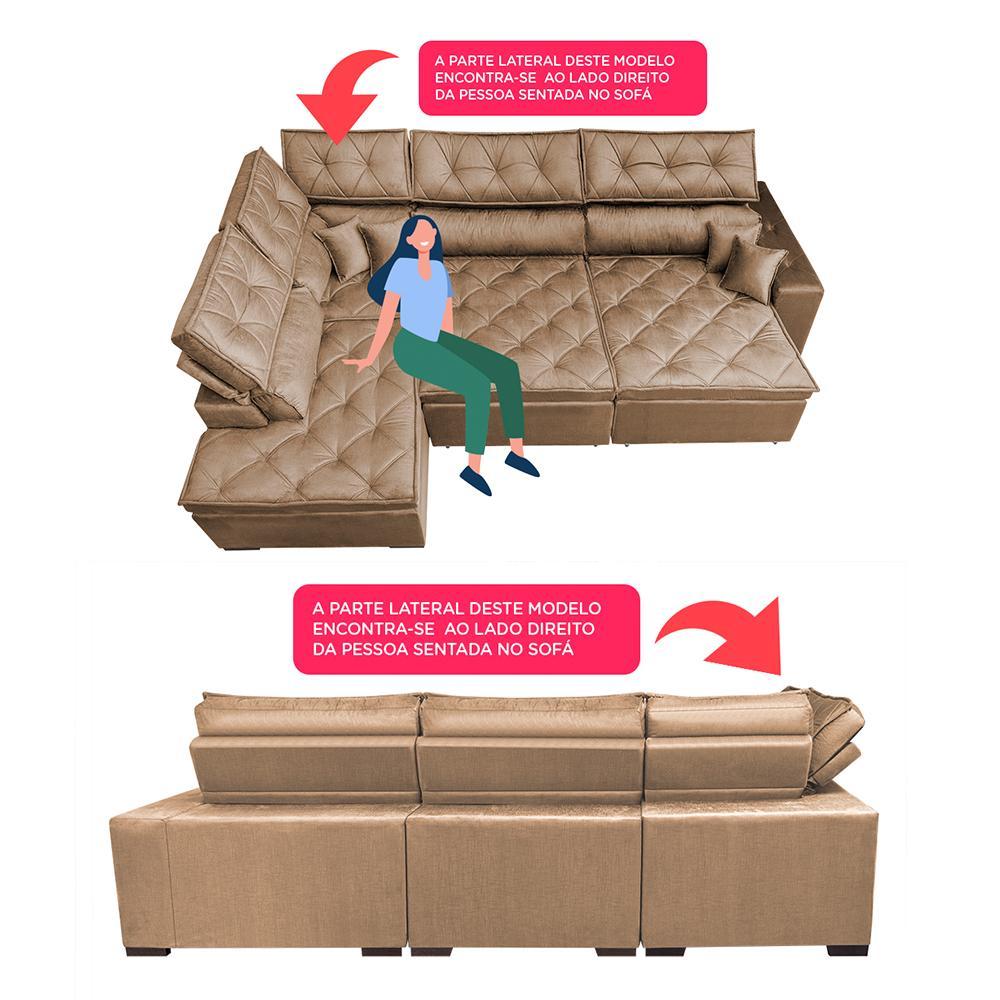 Sofa de Canto Retrátil e Reclinável com Molas Cama inBox Platinum Esquerdo 3,40x2,36 Suede Castor - 3