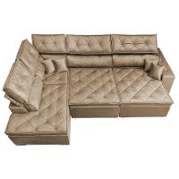 Sofa de Canto Retrátil e Reclinável com Molas Cama inBox Platinum Esquerdo 3,40x2,36 Suede Castor - 6