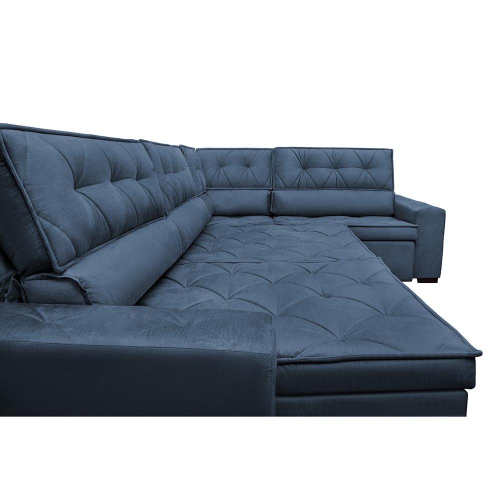 Sofa de Canto Retrátil e Reclinável com Molas Cama inBox Austin 3,65X2,54 ou 2,54X3,65 Suede Velusoft Azul - 4