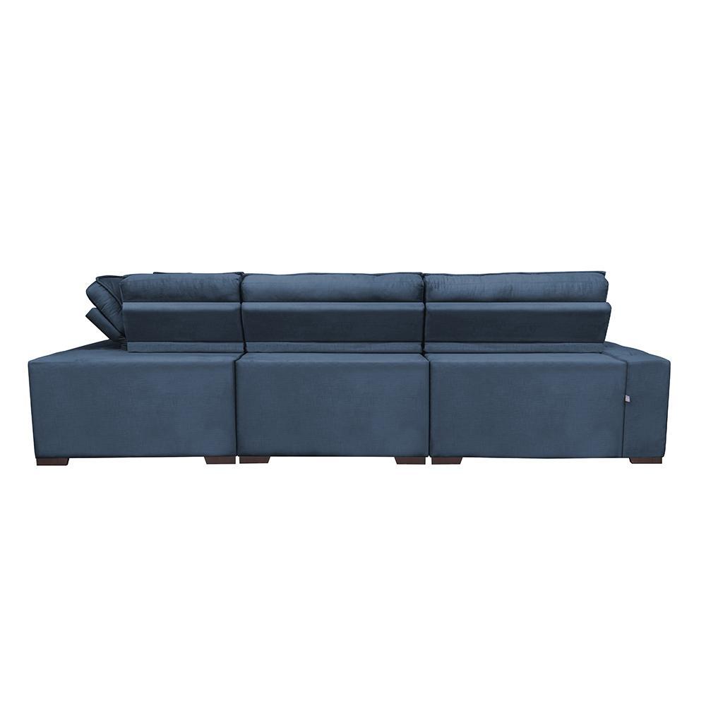 Sofa de Canto Retrátil e Reclinável com Molas Cama inBox Austin 3,65X2,54 ou 2,54X3,65 Suede Velusoft Azul - 6