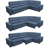 Sofa de Canto Retrátil e Reclinável com Molas Cama inBox Austin 3,65X2,54 ou 2,54X3,65 Suede Velusoft Azul - 7