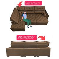 Sofa de Canto Retrátil e Reclinável com Molas Cama inBox Platinum Esquerdo 3,40x2,36 Suede Café - 3
