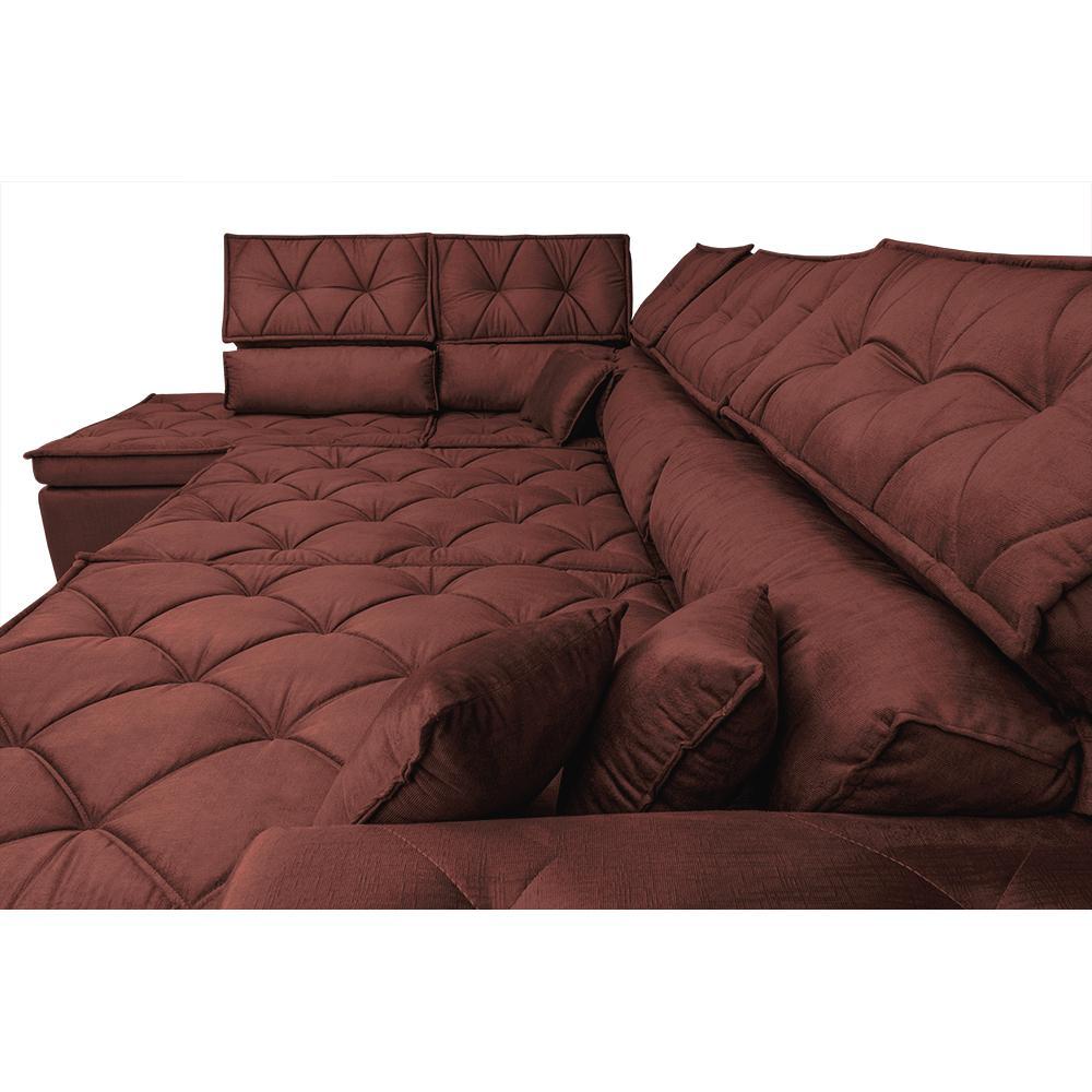 Sofa de Canto Retrátil e Reclinável com Molas Cama inBox Platinum Esquerdo 3,00x2,36 Suede Vinho - 5