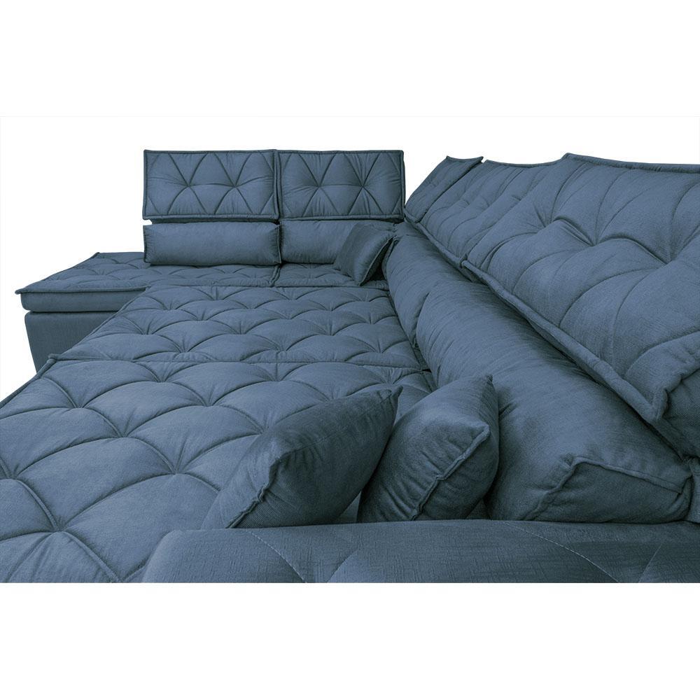 Sofa de Canto Retrátil e Reclinável com Molas Cama inBox Platinum Esquerdo 3,40x2,36 Suede Azul - 5