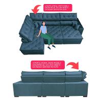 Sofa de Canto Retrátil e Reclinável com Molas Cama inBox Platinum Esquerdo 3,40x2,36 Suede Azul - 3