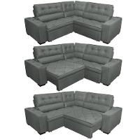 Sofa de Canto Retrátil e Reclinável com Molas Cama inBox Austin 2,70m x 2,70m Suede Velusoft Cinza - 7