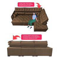 Sofa de Canto Retrátil e Reclinável com Molas Cama inBox Platinum 3,40x2,36 Tecido Suede Café - 3