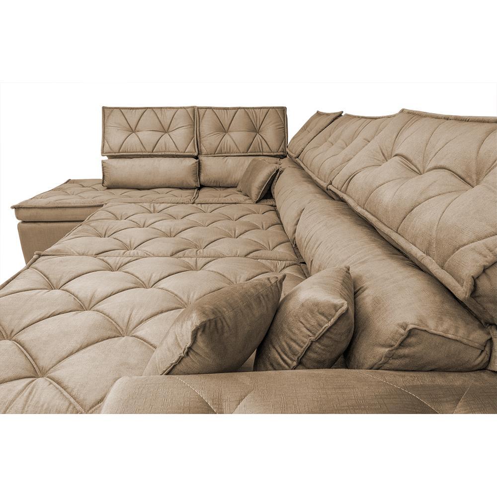 Sofa de Canto Retrátil e Reclinável com Molas Cama inBox Platinum Esquerdo 3,00x2,36 Suede Castor - 5