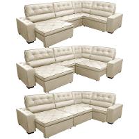 Sofa de Canto Retrátil e Reclinável com Molas Cama inBox Austin 3,45X2,44 ou 2,44X3,45 Suede Velusoft Bege - 8
