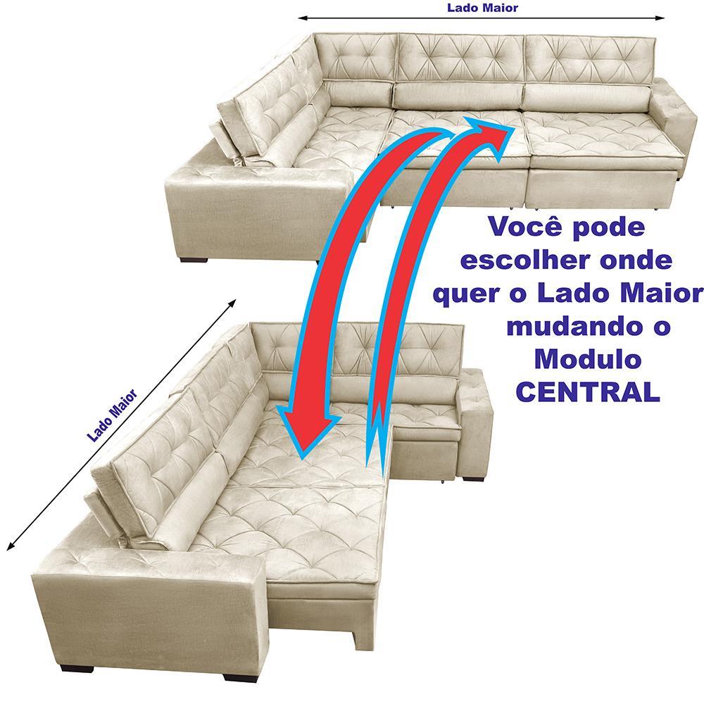 Sofa de Canto Retrátil e Reclinável com Molas Cama inBox Austin 3,85X2,64 ou 2,64X3,85 Suede Velusoft Bege - 5